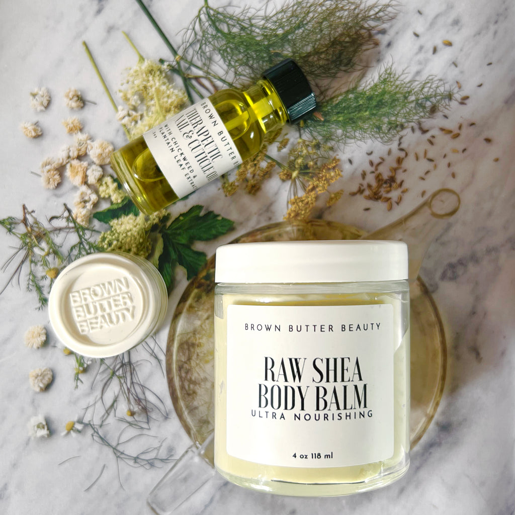 shea butter body balm with cuticle oil and lip balm bundle
